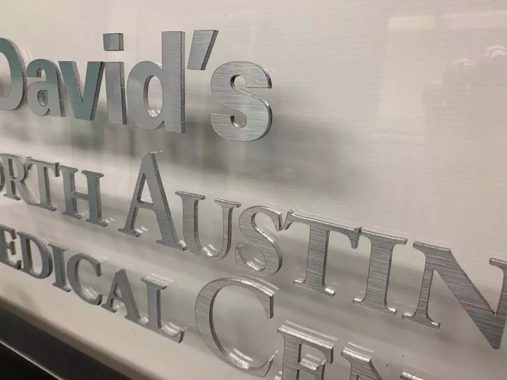 Acrylic With Brushed Metal Face And Silver Painted Sides