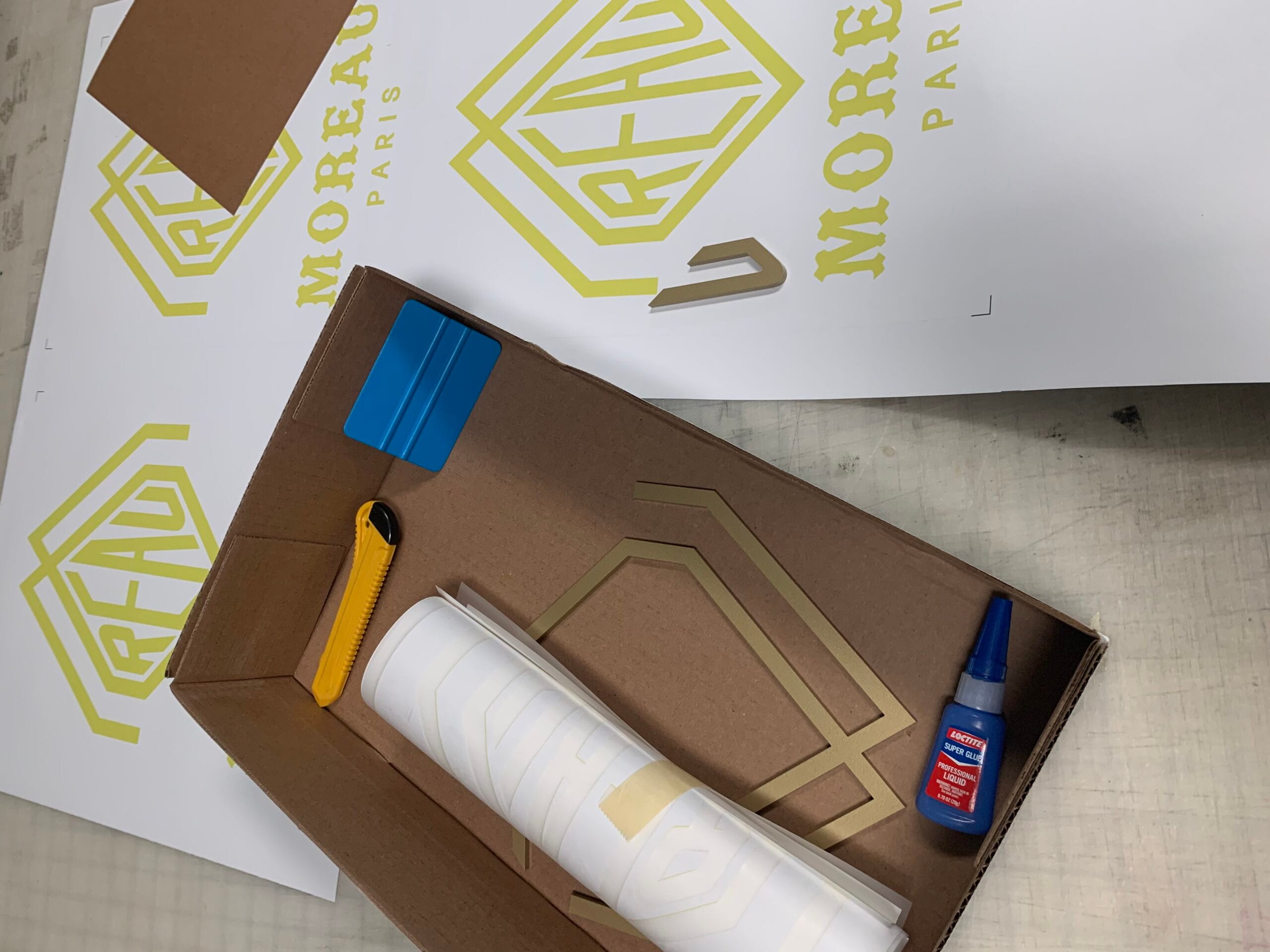 Gold Painted Acrylic Logo With Template Kit