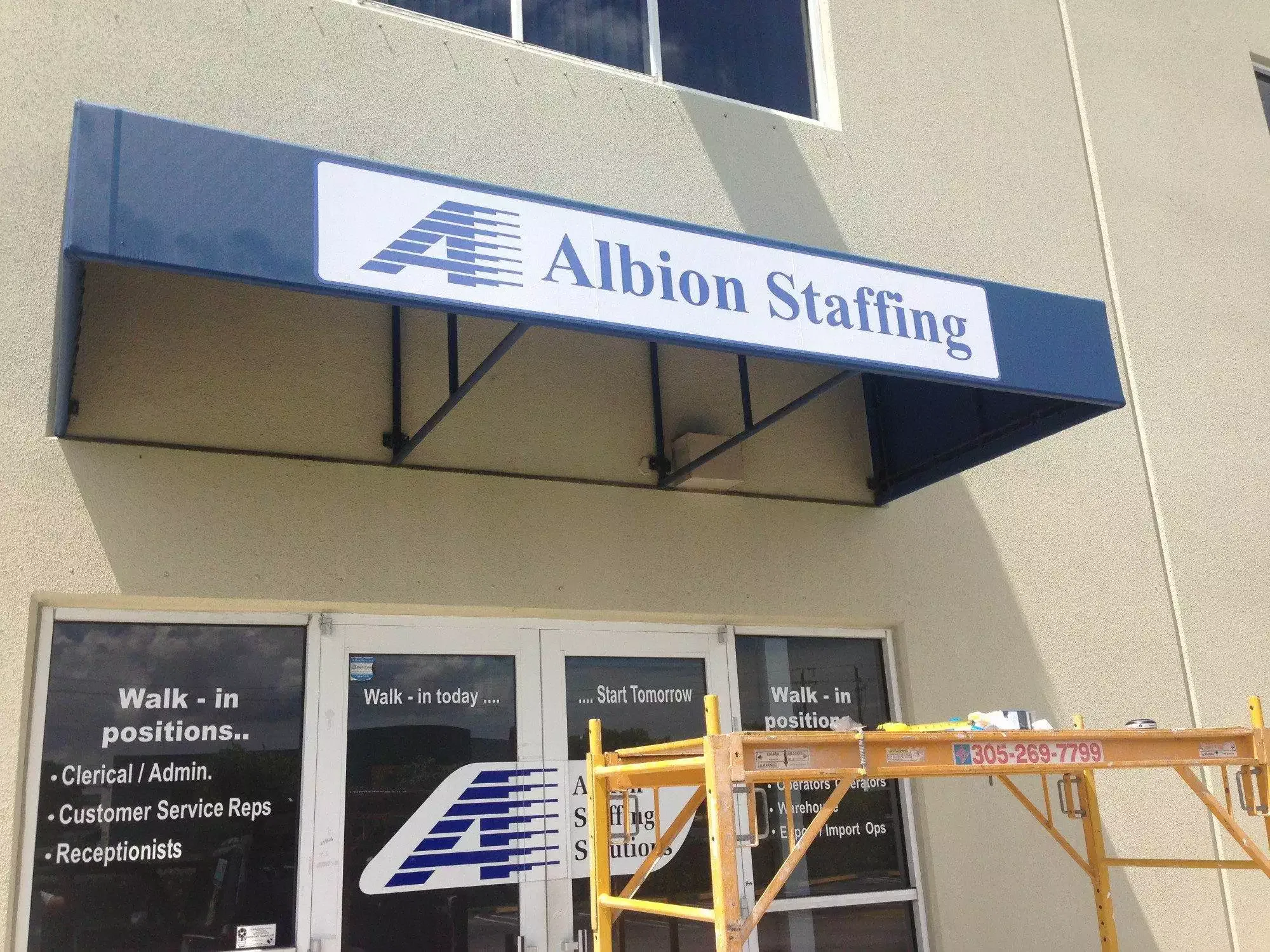 Sign Installation Services In Miami Vinyl Print Awning Signs Installation