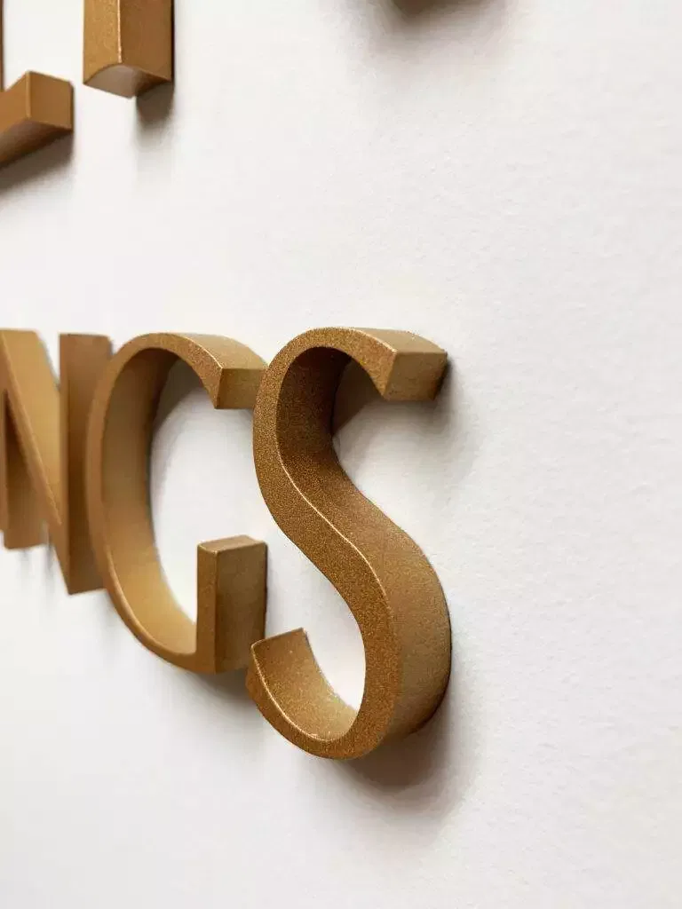3D Metal Signs Aluminum Painted Gold