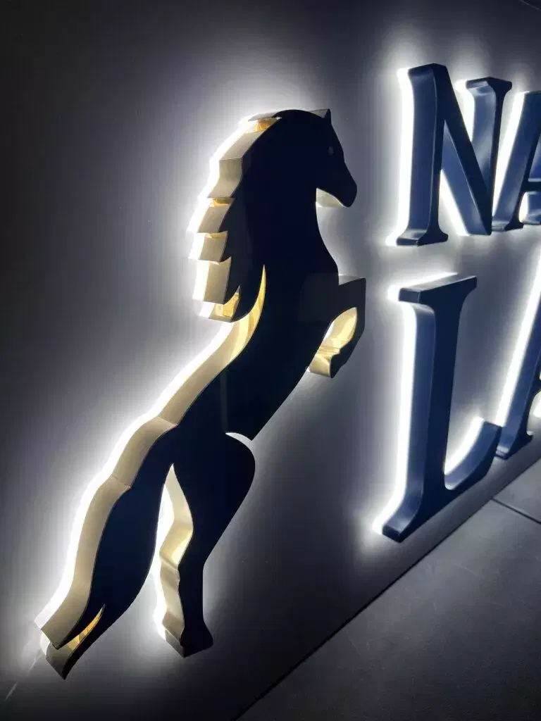 Led Edge Lit Acrylic Channel Letter Sign With Mirror Gold Finish On Stand Off Board (5)