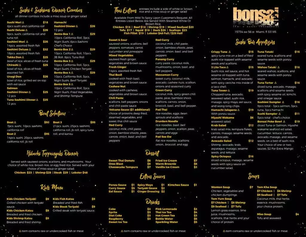 Bonsai Menu - Front