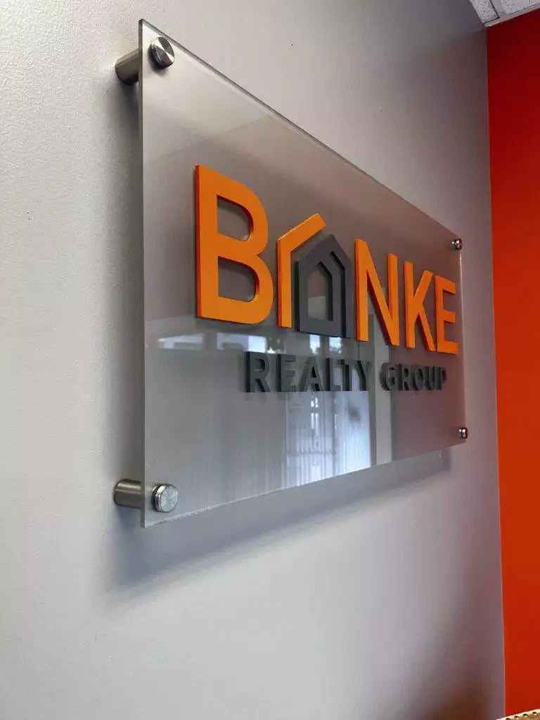 3D Acrylic Stand Off Sign With Raised Acrylic Letters And Frosted Backing