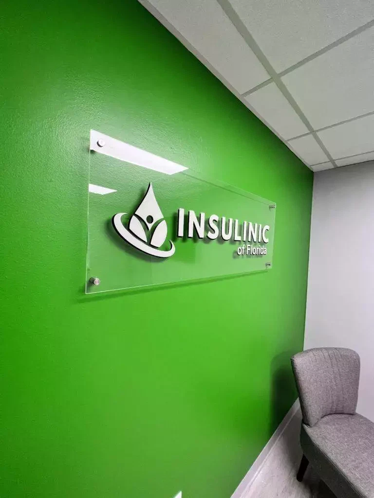 Glass Like Stand Off Acrylic With Printed Logo.