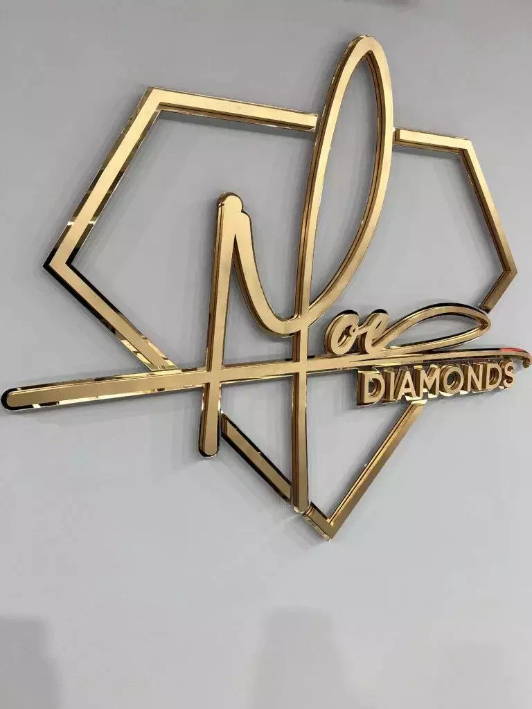 Customization Options For 3D Office Signs Gold Metallic And Mirror Acrylic Sign Laser Cut And Layered