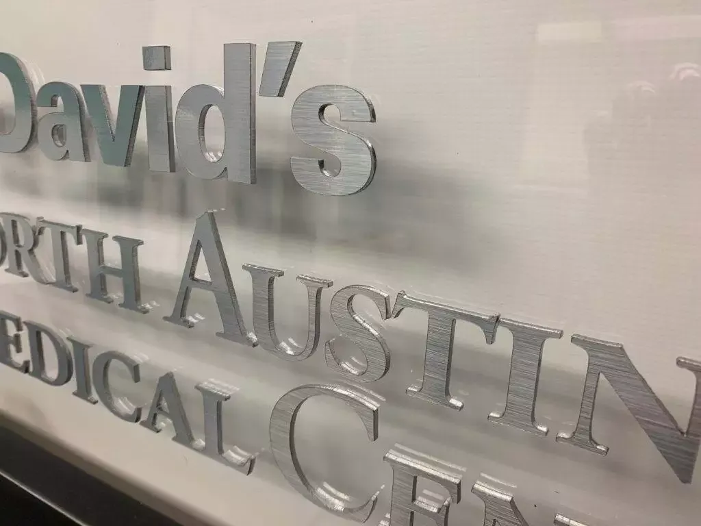 Acrylic With Brushed Metal Face And Silver Painted Sides