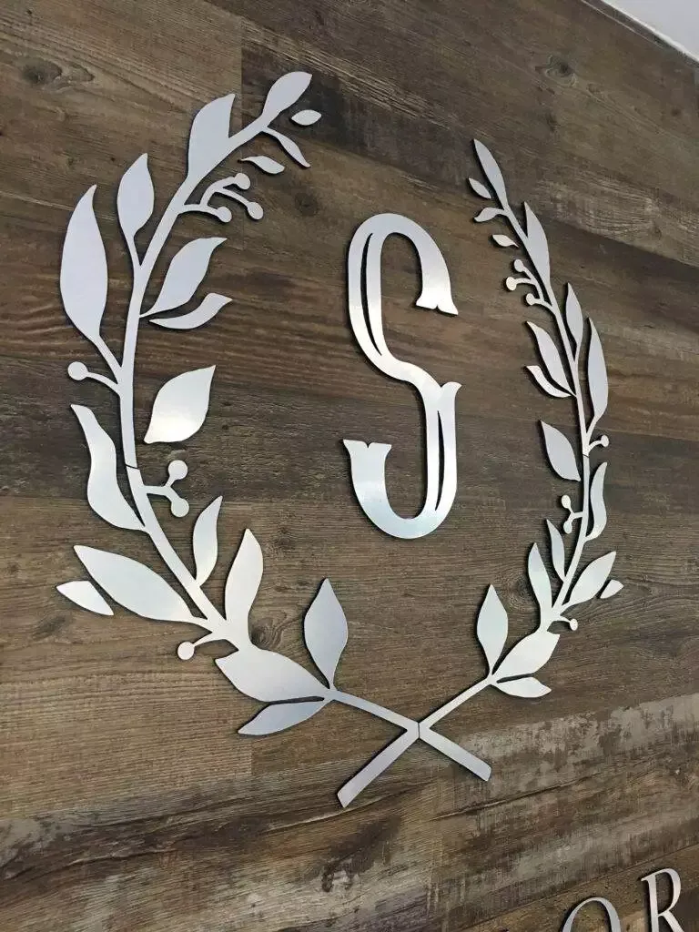 Black Acrylic With Brushed Metal Laminate Office Signs