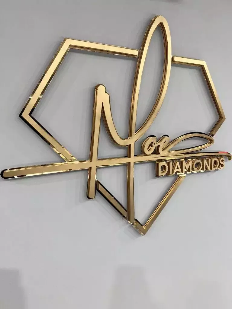 Gold Metallic And Mirror Acrylic Sign Laser Cut And Layered (12)