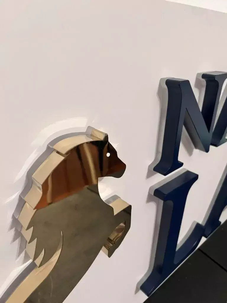 Led Edge Lit Acrylic Channel Letter Sign With Mirror Gold Finish On Stand Off Board (9)