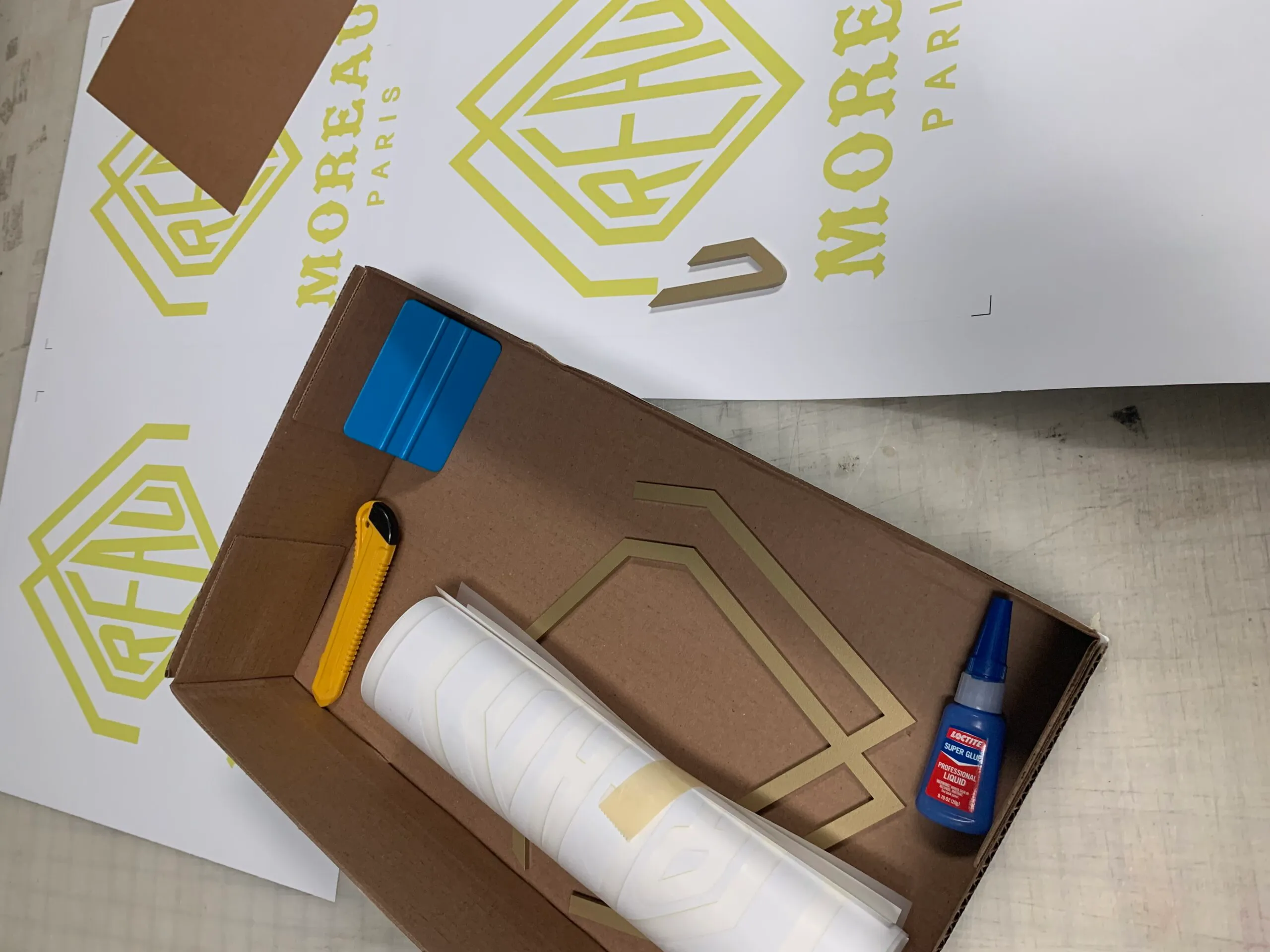 Gold Painted Acrylic Logo With Template Kit