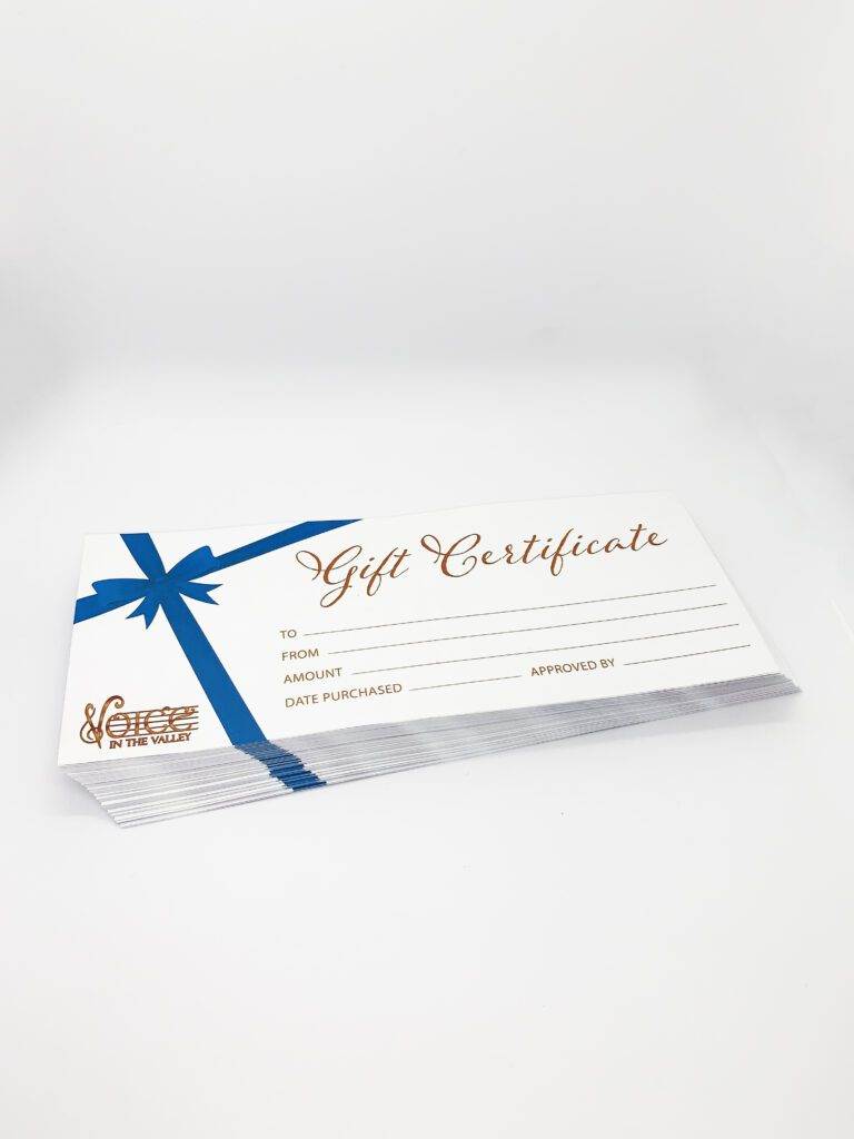 Postcards Gift Certifcate Printing