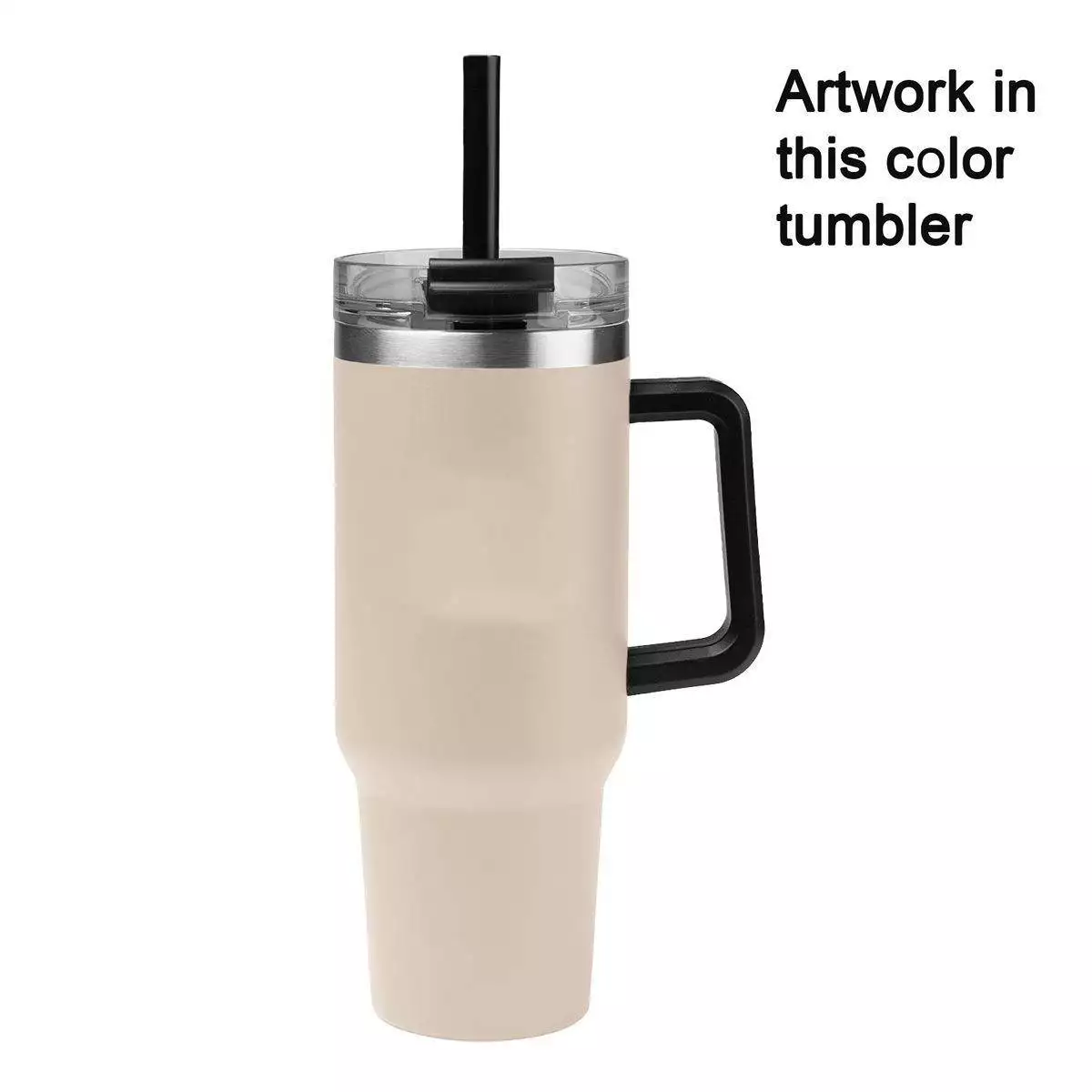 Personalized 40 oz Tumbler Two Tone with Handle and Straw - Laser Engraved Logo