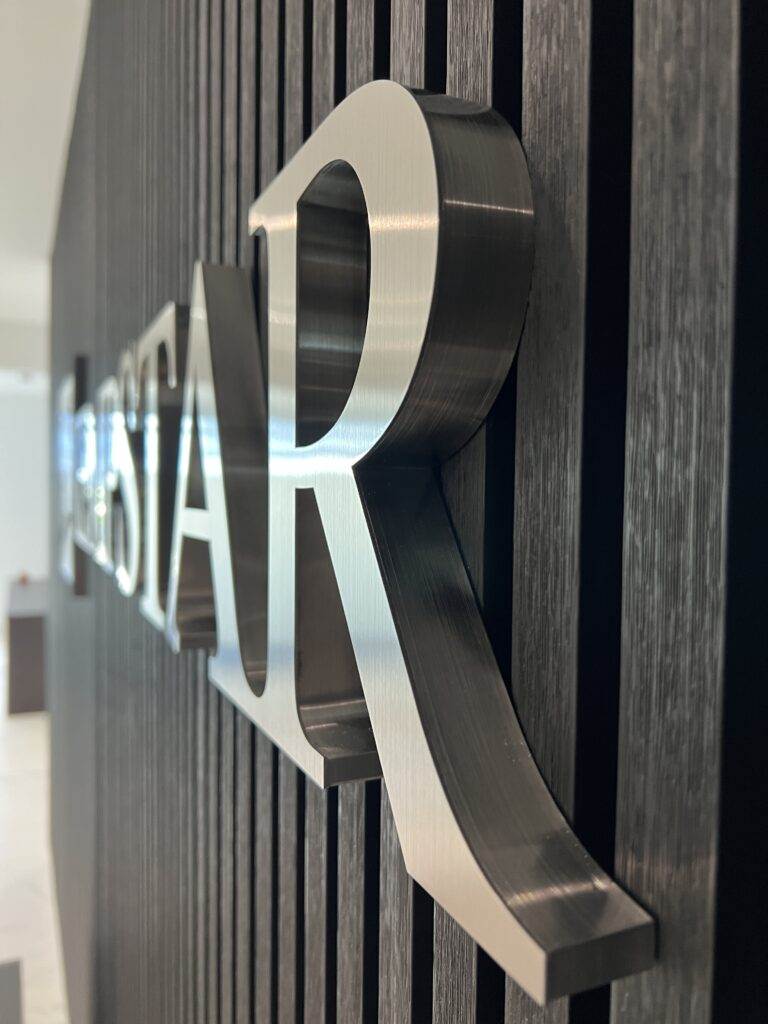 Brushed Aluminum Signs Brushed Metal Reception Lobby Channel Letter Signs (22)