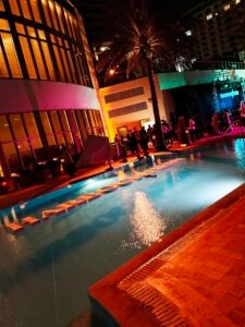 Custom Floating Pool Letters | Harbourview Miami Beach Event Harbourview Floating Pool Letters Illuminated At Night In The St. Regis Miami Beach Pool